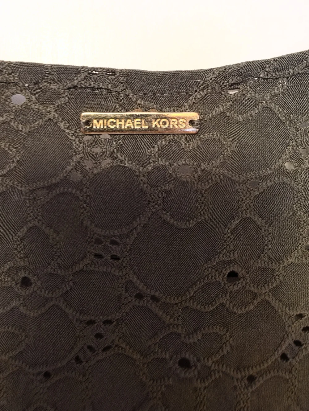 Michael Kors Olive Eyelet V-Neck Flutter Sleeve Blouse